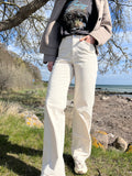 Wide Highwaist Jeans, Creme