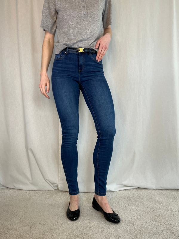 Midwaist Slim Jeans, mørkeblå