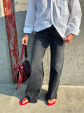 Wide Denim Jeans, Mørkegrå