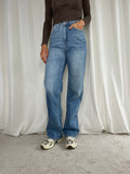 Wide Highwaist Jeans, Blå